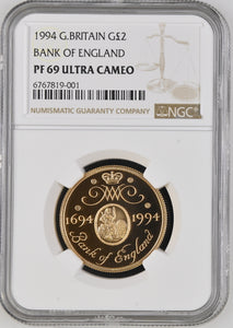 1994 GOLD PROOF TWO POUNDS BANK OF ENGLAND (NGC) PF69 ULTRA CAMEO - NGC GOLD COINS - Cambridgeshire Coins