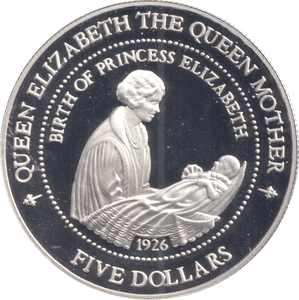 1994 SILVER FIVE DOLLARS BARBADOS BIRTH OF PRINCESS ELIZABETH - SILVER WORLD COINS - Cambridgeshire Coins