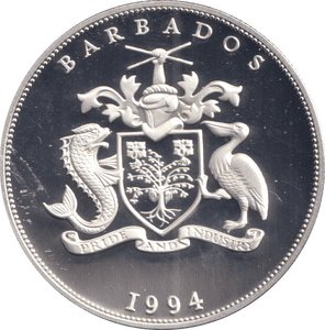 1994 SILVER FIVE DOLLARS BARBADOS ENGAGEMENT PORTRAIT - SILVER WORLD COINS - Cambridgeshire Coins