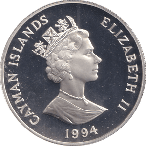 1994 SILVER ONE DOLLAR CAYMAN ISLANDS QUEEN MOTHER - SILVER WORLD COINS - Cambridgeshire Coins