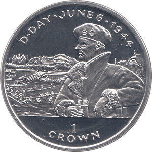 1994 SILVER PROOF D DAY 1944 COMMEMORATIVE CROWN ISLE OF MAN - SILVER WORLD COINS - Cambridgeshire Coins