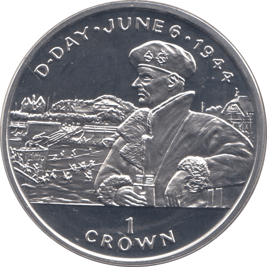 1994 SILVER PROOF D DAY 1944 COMMEMORATIVE CROWN ISLE OF MAN - SILVER WORLD COINS - Cambridgeshire Coins