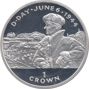 1994 SILVER PROOF D DAY 1944 COMMEMORATIVE CROWN ISLE OF MAN - SILVER WORLD COINS - Cambridgeshire Coins