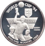 1994 SILVER PROOF WORLD CUP ONE DOLLAR USA - SILVER WORLD COINS - Cambridgeshire Coins