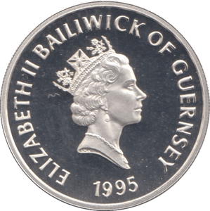 1995 .925 SILVER PROOF ONE POUND QUEEN MOTHER GUERNSEY - SILVER WORLD COINS - Cambridgeshire Coins