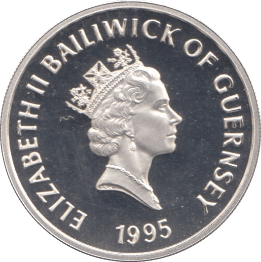 1995 .925 SILVER PROOF ONE POUND QUEEN MOTHER GUERNSEY - SILVER WORLD COINS - Cambridgeshire Coins