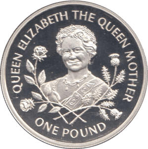 1995 .925 SILVER PROOF ONE POUND QUEEN MOTHER GUERNSEY - SILVER WORLD COINS - Cambridgeshire Coins