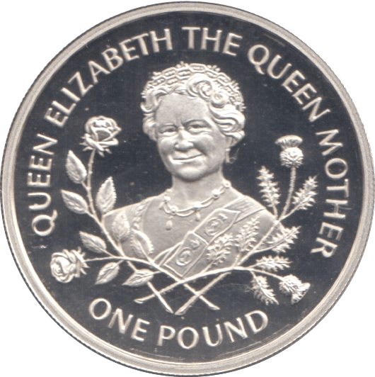 1995 .925 SILVER PROOF ONE POUND QUEEN MOTHER GUERNSEY - SILVER WORLD COINS - Cambridgeshire Coins