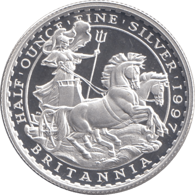 1997 SILVER 1/2 OUNCE PROOF BRITANNIA 1 - SILVER WORLD COINS - Cambridgeshire Coins