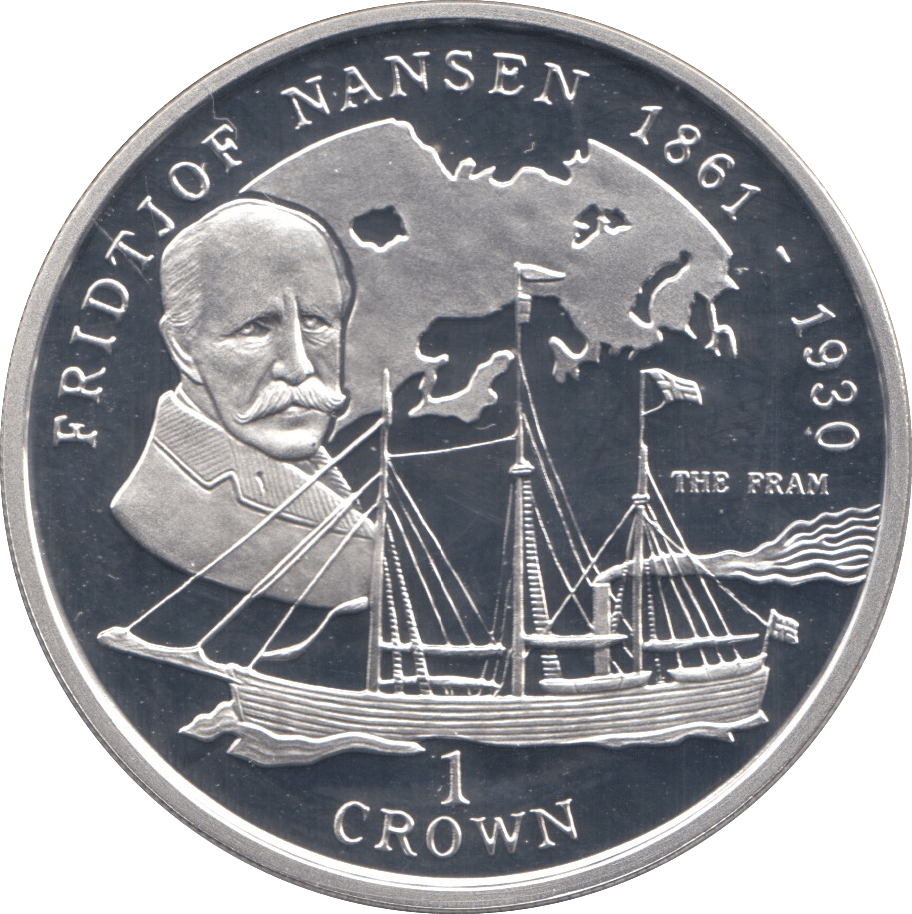 1997 SILVER PROOF FRIDJOF NANSEN COMMEMORATIVE CROWN ISLE OF MAN - SILVER WORLD COINS - Cambridgeshire Coins