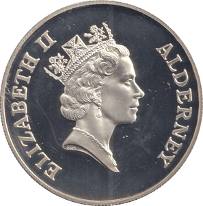 1997 SILVER TWO POUNDS ALDERNEY ELIZABETH AND PHILIP - SILVER WORLD COINS - Cambridgeshire Coins