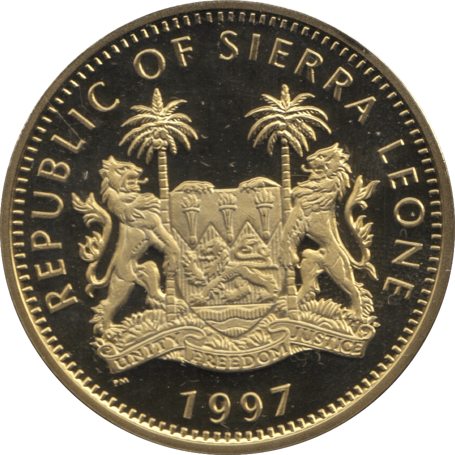 1997 TEN DOLLARS PROOF REPUBLIC OF SIERRA LEONE GOLDEN WEDDING ANNIVERSARY 2 - 10 DOLLARS - Cambridgeshire Coins