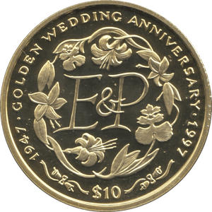 1997 TEN DOLLARS PROOF REPUBLIC OF SIERRA LEONE GOLDEN WEDDING ANNIVERSARY 2 - 10 DOLLARS - Cambridgeshire Coins