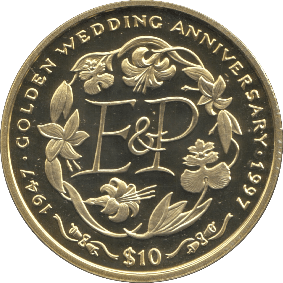 1997 TEN DOLLARS PROOF REPUBLIC OF SIERRA LEONE GOLDEN WEDDING ANNIVERSARY 2 - 10 DOLLARS - Cambridgeshire Coins