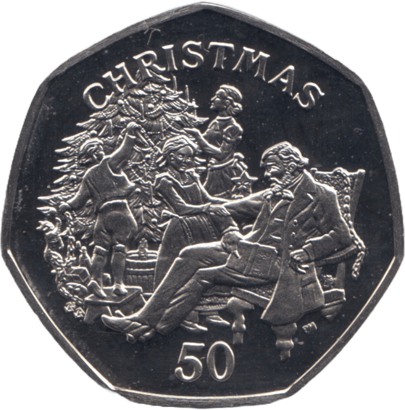 1999 PROOF VICTORIAN FAMILY CHRISTMAS 50P ISLE OF MAN - 50P CHRISTMAS COINS - Cambridgeshire Coins