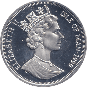 1999 SILVER ONE CROWN ISLE OF MAN QUEEN MOTHER - SILVER WORLD COINS - Cambridgeshire Coins