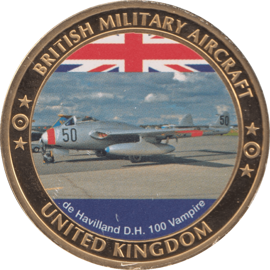 2000 BRITISH MILITARY AIRCRAFT COIN UNITED KINGDOM DE HAVILLAND VAMPIRE ...