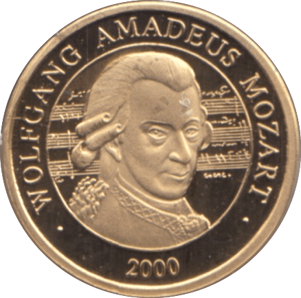 2000 MOZART COMMEMORATIVE 0.5g 14 CARAT GOLD COIN - Gold World Coins - Cambridgeshire Coins