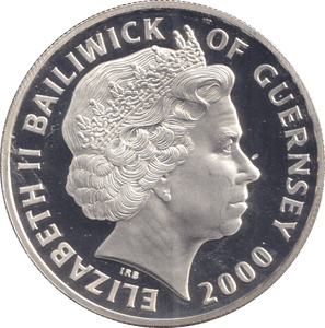 2000 SILVER FIVE POUNDS BAILIWICK OF GUERNSEY QUEEN MOTHERS CENTENARY - SILVER WORLD COINS - Cambridgeshire Coins