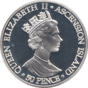 2001 SILVER PROOF FIFTY PENCE QUEEN VICTORIA ASCENSION ISLANDS - SILVER WORLD COINS - Cambridgeshire Coins