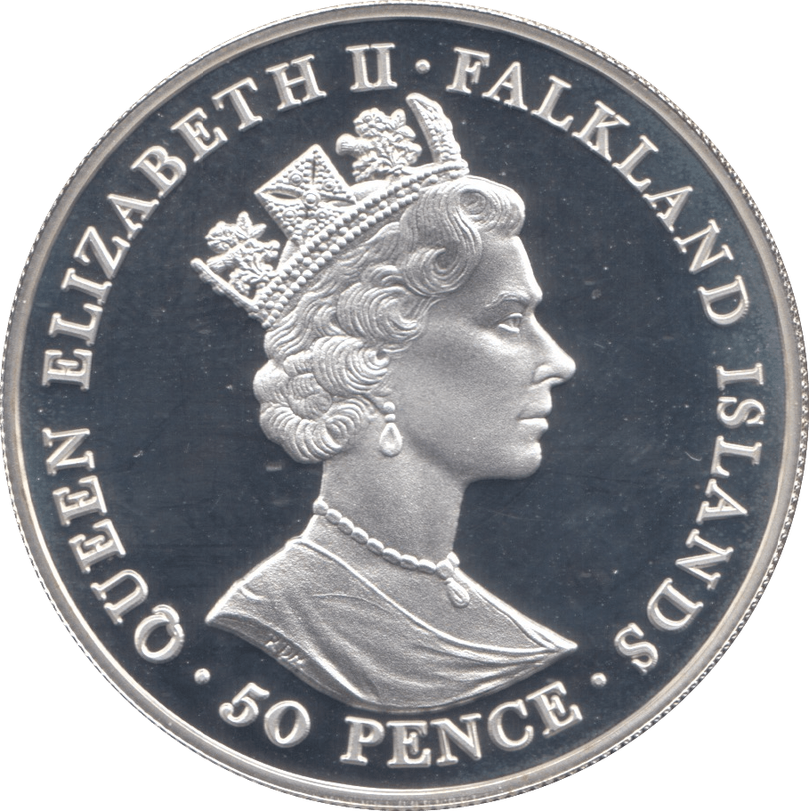 2001 SILVER PROOF FIFTY PENCE QUEEN VICTORIA FALKLAND ISLANDS - WORLD COINS - Cambridgeshire Coins