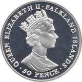 2001 SILVER PROOF FIFTY PENCE QUEEN VICTORIA FALKLAND ISLANDS - WORLD COINS - Cambridgeshire Coins