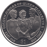 2002 ONE DOLLAR QUEEN ELIZABETH GOLDEN JUBILEE BRITISH VIRGIN ISLANDS F125 - CROWN - Cambridgeshire Coins