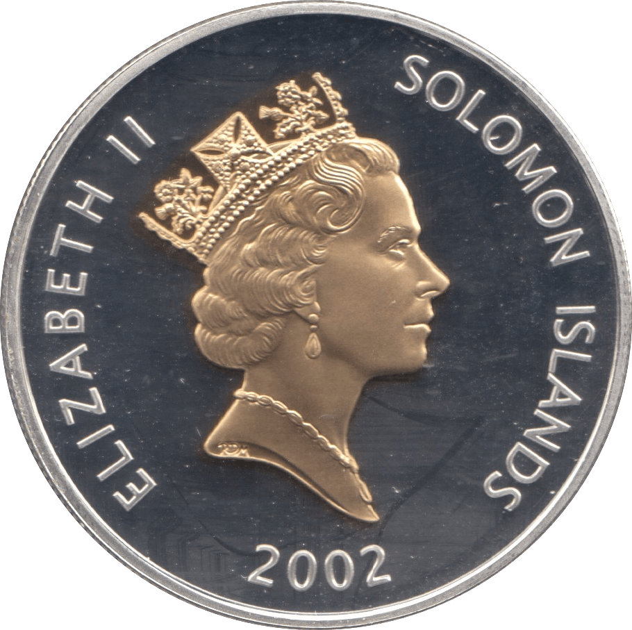 2002 SILVER PROOF FIVE DOLLARS SOLOMON ISLANDS - SILVER WORLD COINS - Cambridgeshire Coins