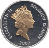 2002 SILVER PROOF FIVE DOLLARS SOLOMON ISLANDS - SILVER WORLD COINS - Cambridgeshire Coins