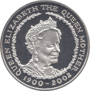 2002 SILVER PROOF FIVE POUNDS QUEEN MOTHER MEMORIAL - SILVER WORLD COINS - Cambridgeshire Coins