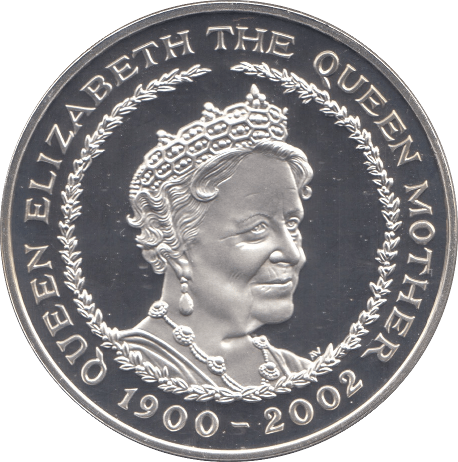 2002 SILVER PROOF FIVE POUNDS QUEEN MOTHER MEMORIAL - SILVER WORLD COINS - Cambridgeshire Coins