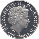 2002 SILVER PROOF FIVE POUNDS QUEEN MOTHER MEMORIAL - SILVER WORLD COINS - Cambridgeshire Coins