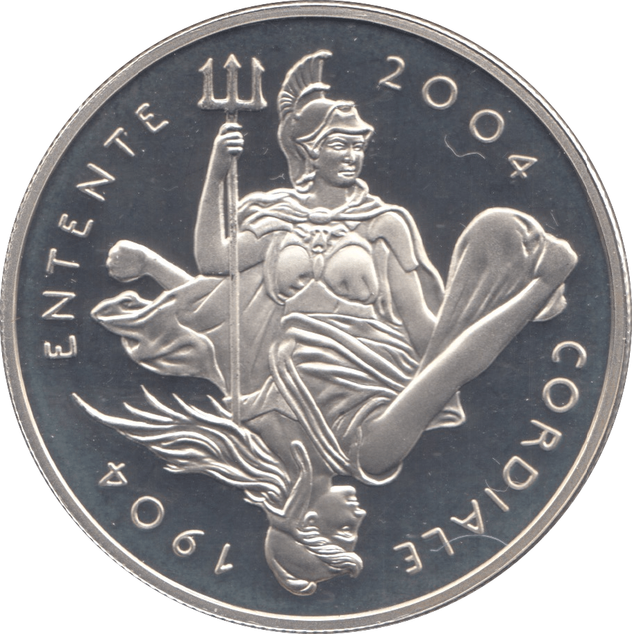 2004 SILVER PROOF FIVE POUNDS ENTENTE CORDIALE - SILVER WORLD COINS - Cambridgeshire Coins