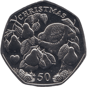 2005 BRILLIANT UNCIRCULATED PARTRIDGE IN A PEAR TREE CHRISTMAS 50P ISLE OF MAN - 50P CHRISTMAS COINS - Cambridgeshire Coins