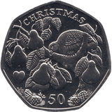 2005 BRILLIANT UNCIRCULATED PARTRIDGE IN A PEAR TREE CHRISTMAS 50P ISLE OF MAN - 50P CHRISTMAS COINS - Cambridgeshire Coins