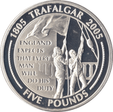 2005 SILVER PROOF FIVE POUNDS BATTLE OF TRAFALGAR COMMEMORATIVE GIBRALTAR Ref 10 - SILVER WORLD COINS - Cambridgeshire Coins