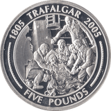 2005 SILVER PROOF FIVE POUNDS BATTLE OF TRAFALGAR COMMEMORATIVE GIBRALTAR Ref 2 - SILVER WORLD COINS - Cambridgeshire Coins