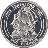 2005 SILVER PROOF FIVE POUNDS BATTLE OF TRAFALGAR COMMEMORATIVE GIBRALTAR Ref 5 - SILVER WORLD COINS - Cambridgeshire Coins