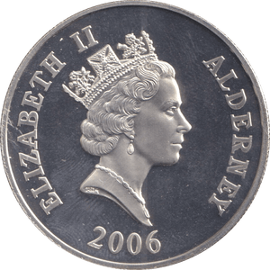 2006 SILVER FIVE POUNDS ALDERNEY QUEEN ELIZABETH I - SILVER WORLD COINS - Cambridgeshire Coins