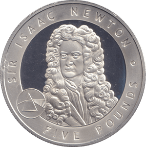 2006 SILVER FIVE POUNDS ALDERNEY SIR ISAAC NEWTON - SILVER WORLD COINS - Cambridgeshire Coins