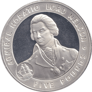 2006 SILVER FIVE POUNDS BAILIWICK OF GUERNSEY ADMIRAL HORATIO LORD NELSON - SILVER WORLD COINS - Cambridgeshire Coins