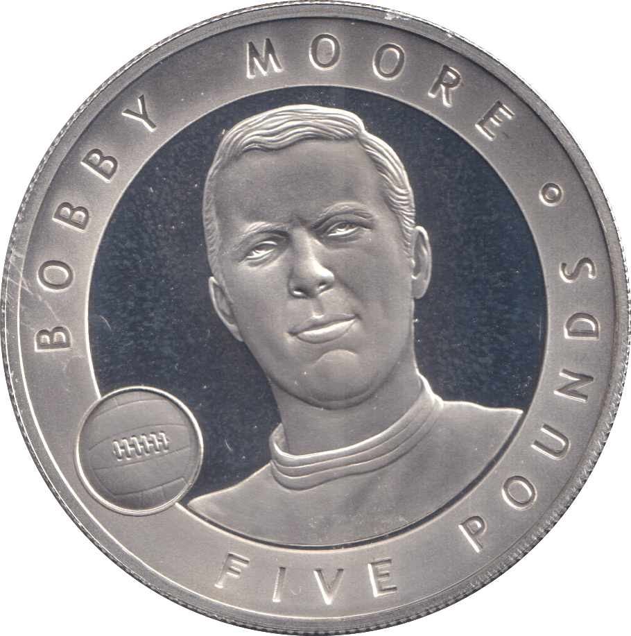 2006 SILVER FIVE POUNDS BAILIWICK OF JERSEY BOBBY MOORE - £5 BU - Cambridgeshire Coins