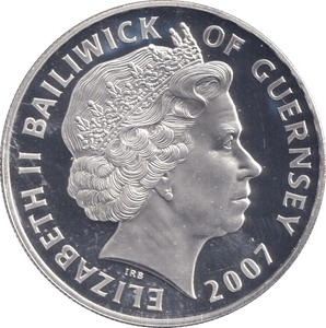 2007 SILVER FIVE POUNDS BAILIWICK OF GUERNSEY DIAMOND WEDDING - SILVER WORLD COINS - Cambridgeshire Coins