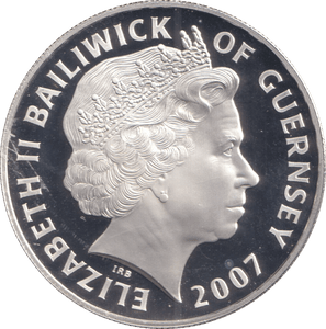 2007 SILVER FIVE POUNDS BAILIWICK OF GUERNSEY OLIVER CROMWELL - SILVER WORLD COINS - Cambridgeshire Coins