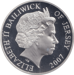 2007 SILVER FIVE POUNDS BAILIWICK OF JERSEY HM THE QUEEN MOTHER - SILVER WORLD COINS - Cambridgeshire Coins