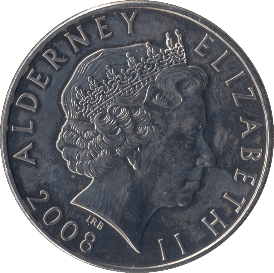 2008 BRILLIANT UNCIRCULATED QUEEN ELIZABETH COMMEMORATIVE £5 ALDERNEY - WORLD COINS - Cambridgeshire Coins