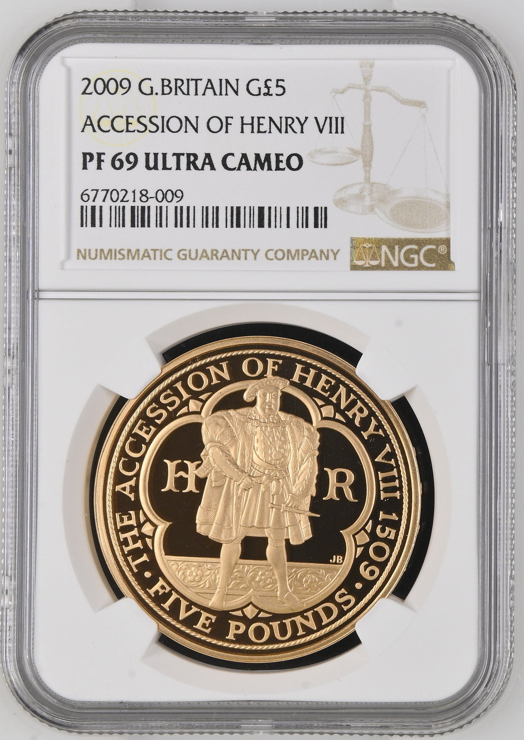 2009 GOLD £5 G.BRITAIN ACCESSION OF HENRY VIII PF 69 ULTRA CAMEO - NGC GOLD COINS - Cambridgeshire Coins