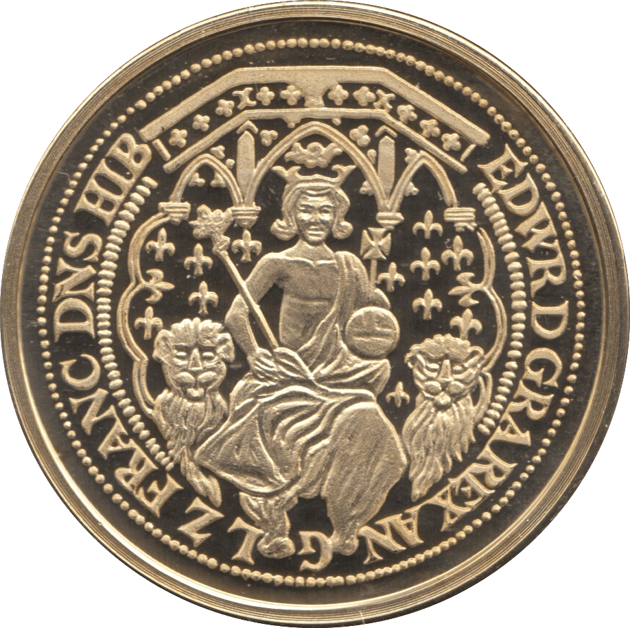 2009 GOLD PLATED SILVER MILLIONAIRES COLLECTION EDWARD III DOUBLE LEOPARD - SILVER WORLD COINS - Cambridgeshire Coins