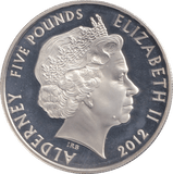 2012 FIVE POUNDS SILVER PROOF ALDERNEY MY LORDS PRAY BE SEATED - WORLD COINS - Cambridgeshire Coins