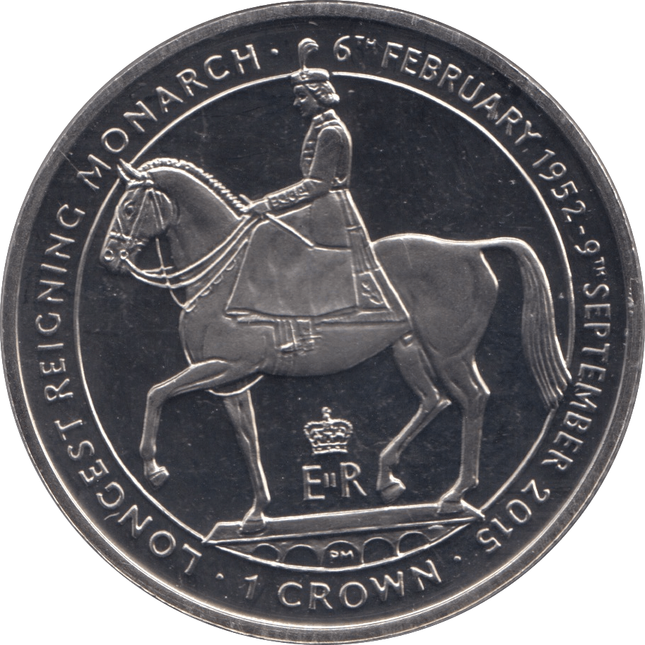 2015 BRILLIANT UNCIRCULATED LONGEST REIGNING MONARCH COMMEMORATIVE ONE CROWN ISLE OF MAN - SILVER WORLD COINSWORLD - Cambridgeshire Coins